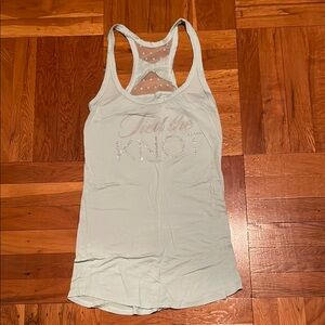 Victoria’s Secret Blue Tank Top with 'Tied the Knot' Design